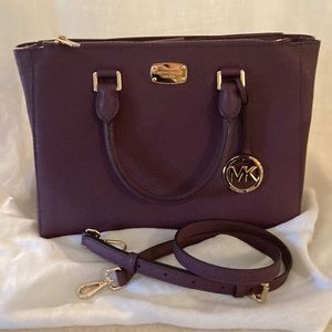 Michael Kors bag, wine saffiano leather, crossbody purse